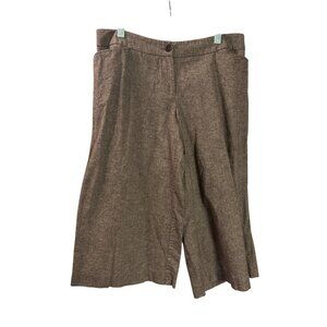 Vintage Y2K Lane Bryant Womens Wide Leg Brown Capri Pants 14 Cotton Linen Blend